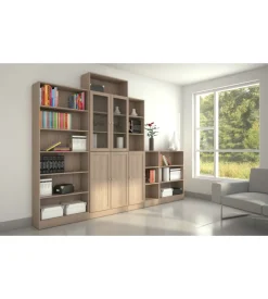 Libreria larga con 4 ripiani tinta quercia - 79x26.7x204 cm