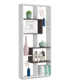 Libreria multiposizione con 8 scomparti colore bianco e ossido