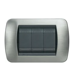 Living int placca 3p acciaio spazzolato - bticino.