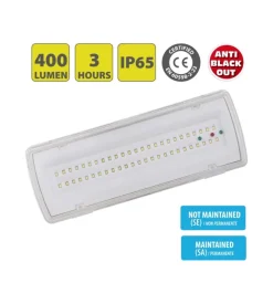 Luce di emergenza da parete - stenny - 400 lumen - ip65
