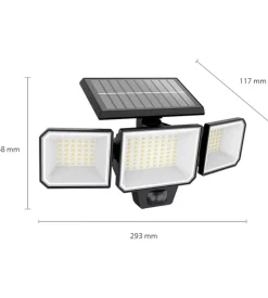 Luce solare da esterno con 3 led in alluminio colore nero, 8,7 w 2700 k