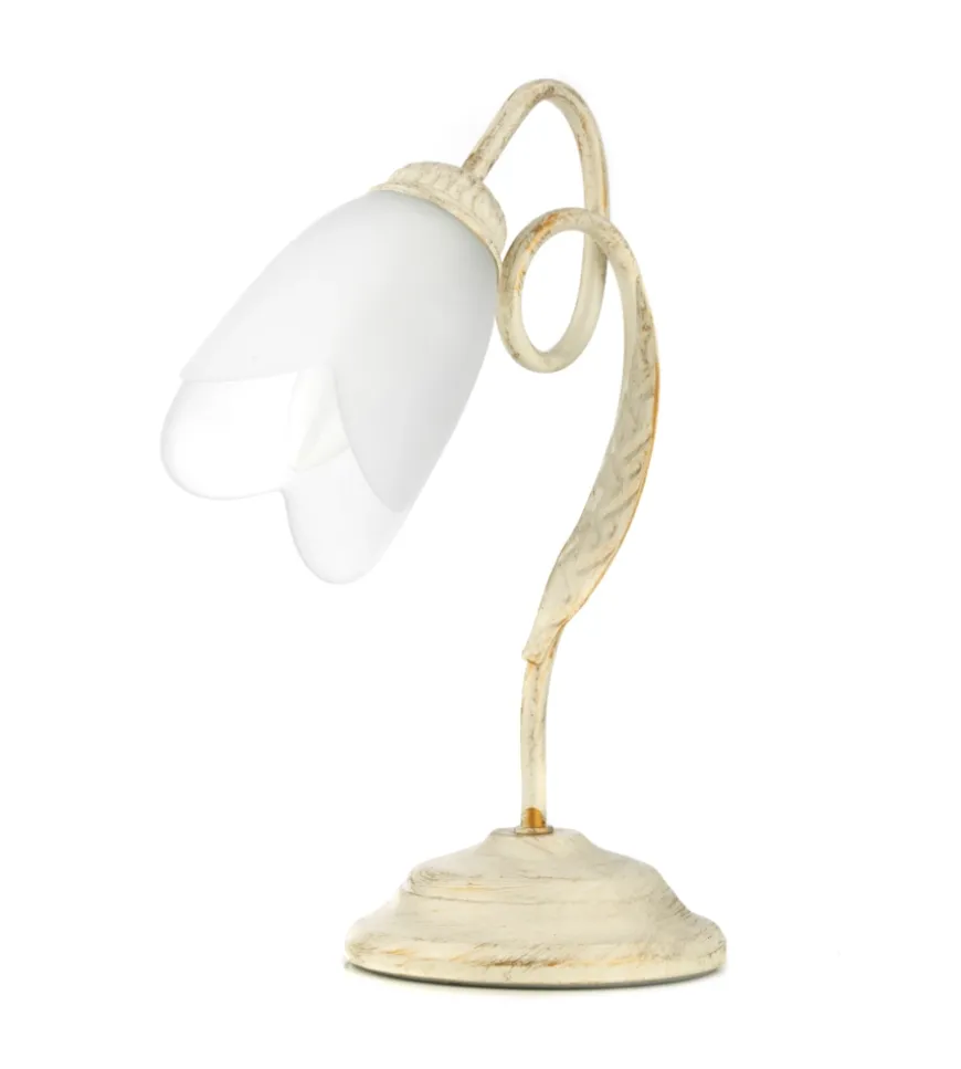 Lume floreale in metallo avorio, e14