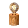 Lumetto "trabo" con base in pino h10 cm, e27