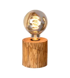 Lumetto "trabo" con base in pino h10 cm, e27