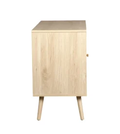 Madia multifunzionale bella home con porta battente in rattan e 2 ripiani 80x39x67 cm