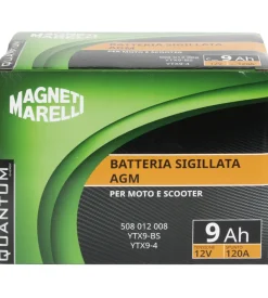 Magneti marelli batteria moto e scooter 9ah 12v 120a tecnologia agm sigillata polo positivo sinistro