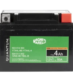 Magneti marelli batteria moto e scooter 4ah 12v 50a tecnologia agm sigillata polo positivo destro