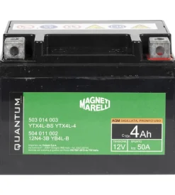 Magneti marelli batteria moto e scooter 4ah 12v 50a tecnologia agm sigillata polo positivo destro