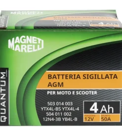 Magneti marelli batteria moto e scooter 4ah 12v 50a tecnologia agm sigillata polo positivo destro