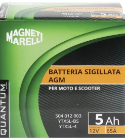 Magneti marelli batteria moto e scooter  tecnologia 5ah 12v 65a agm sigillata polo positivo destro