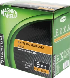 Magneti marelli batteria moto e scooter 9ah 12v 100a tecnologia agm sigillata polo positivo sinistro