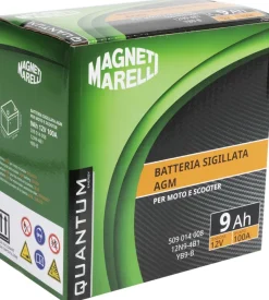 Magneti marelli batteria moto e scooter 9ah 12v 100a tecnologia agm sigillata polo positivo sinistro