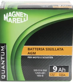 Magneti marelli batteria moto e scooter 9ah 12v 100a tecnologia agm sigillata polo positivo sinistro