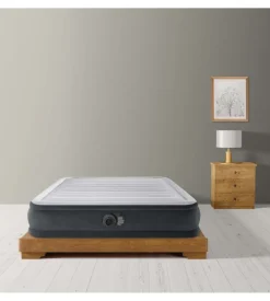 Materasso ad una piazza e mezza autogonfiante intex "airbed dura-beam comfort-plush mid-rise" colore grigio chiaro, 137x191x33 cm - cod. 67768nd.