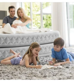 Materasso matrimoniale autogonfiante intex "airbed dura-beam supreme air-flow" con pompa elettrica incorporata grigio 152x203x51 cm - cod. 64490nd