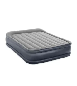 Materasso matrimoniale autogonfiante intex "airbed dura-beam deluxe pillow rest raised" colore grigio chiaro e pompa integrata, 152x203x42 cm - cod. 64136nd