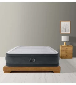 Materasso matrimoniale autogonfiante intex "airbed dura-beam comfort-plush elevated" colore grigio chiaro e pompa integrata 152x203x46 cm - cod. 64414nd