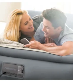 Materasso matrimoniale autogonfiante intex "airbed dura-beam premaire ii" colore beige con connessione bluetooth, 152x203x46 cm - cod. 64926nd