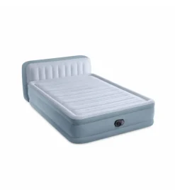 Materasso matrimoniale gonfiabile intex "plush headboard" azzurro con poggiatesta 152x203x86 cm - cod. 64450nd