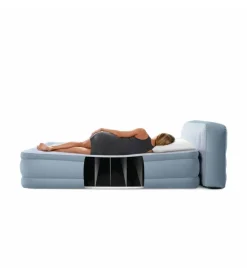 Materasso matrimoniale gonfiabile intex "plush headboard" azzurro con poggiatesta 152x203x86 cm - cod. 64450nd