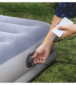 Materasso matrimoniale gonfiabile intex "airbed dura-beam prestige mid-rise" con pompa usb incorporata grigio 152x203x30 cm - cod. 64114