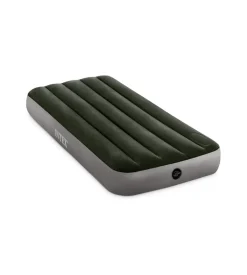 Materasso singolo gonfiabile intex "dura beam downy" colore verde scuro con pompa a pedale, 99x191x25 cm - cod. 64761