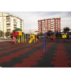 Mattonella da esterno antishock rossa, 400x400x25 mm