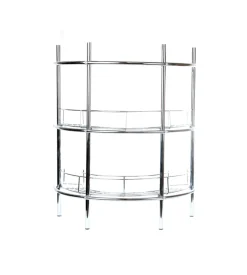 Mensola da bagno sottolavello 2 ripiani angolare rotondo, 56x36x67,5 cm