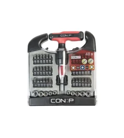 Mini cricchetto a t con inserti e bussole, set 48 pz.