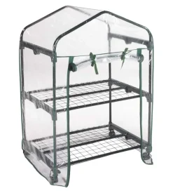 Mini serra da esterno "silvia" con 2 ripiani e ruote 69x49x93 cm