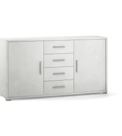 Mobile 2 ante 4 cassetti bianco, 154x84x41 cm