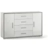 Mobile 2 ante 4 cassetti bianco e cemento, 137x84x41 cm