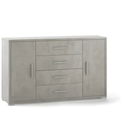 Mobile 2 ante 4 cassetti cemento, 137x84x41 cm