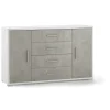 Mobile 2 ante 4 cassetti cemento e bianco, 137x84x41 cm