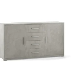 Mobile 2 ante 4 cassetti cemento, 154x84x41 cm