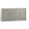 Mobile 2 ante 4 cassetti cemento e bianco, 174x84x41 cm
