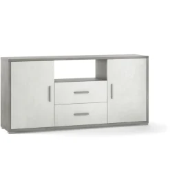 Mobile 2 ante 2 cassetti finitura cemento ossido bianco