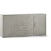 Mobile 2 ante 4 cassetti finitura cemento, 174x84x41 cm