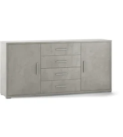 Mobile 2 ante 4 cassetti finitura cemento, 174x84x41 cm