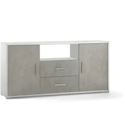 Mobile 2 ante 2 cassetti finitura ossido bianco cemento