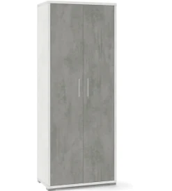 Mobile 2 ante bianco e cemento, 71x182x41 cm