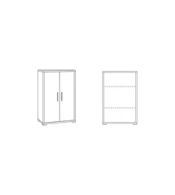 Mobile 2 ante bianco ossido e cemento, 71x41x110 cm