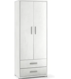 Mobile 2 ante e 2 cassetti ossido bianco,  71x41x182 cm