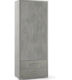 Mobile 2 ante e 2 cassetti cemento, 71x41x182 cm