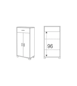 Mobile 2 ante e 1 cassetto bianco, 63x124x34 cm
