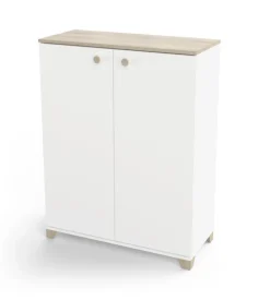 Mobile 2 ante "izzy" bianco opaco e quercia, 79,7x35,1x104,2 cm