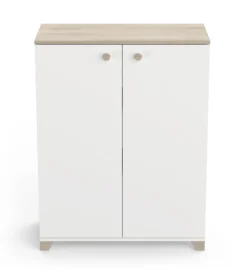 Mobile 2 ante "izzy" bianco opaco e quercia, 79,7x35,1x104,2 cm