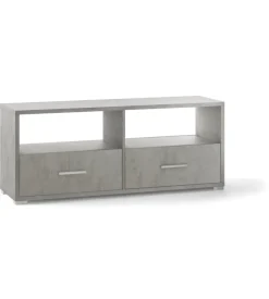 Mobile 2 cassetti finitura cemento, 139x57x41 cm