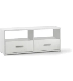 Mobile 2 cassetti finitura bianco ossido, 139x57x41 cm