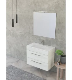 Mobile bagno "caravaggio" bianco venato, 80 cm